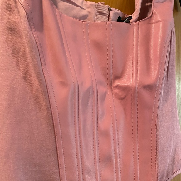 Express Ladies Pink Faux Leather Linen-Blend Square Neck Corset Tank NWT Size L - Picture 6 of 6
